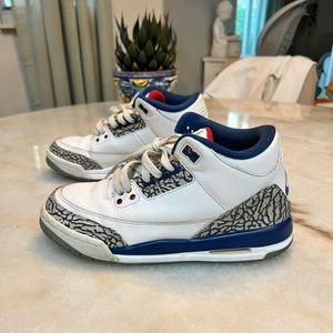 Nike Air Jordan 3 Sz 6.5Y Women’s 8 White True Blue Varsity Red